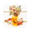 Set di 2 fasce per capelli con fiori in arancio e giallo autunnale con nylon elastico - Dp079-15