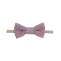 Detail of lavender cotton knit bow headband with waffle texture for baby girls - Knitted Bow / Purple (EE126-50)