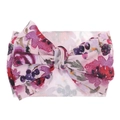 Pink infant headband with colorful berry floral print and a large decorative bow - Pink Floral Berry (KK14-89#)