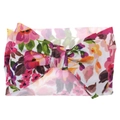 Floral print baby headband with a large bow featuring pink and yellow flowers - Gorgeous Flower Print (KK14-90#)