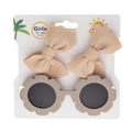 Coffret lunettes de soleil fleurs et barrettes nœuds assorties pour petites filles - Khaki