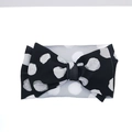 Elastic baby headband with a wide black and white polka dot textured bow style - Black White Classic Polka Dot (KK14-20#)