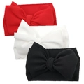 3-pack infant bow headbands in red, white, and black with ribbed knit texture - Red White Black Set (DP022-3)