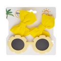Ensemble lunettes de soleil fleurs et pinces à cheveux à nœuds pour enfants - Jaune