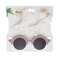 Détail de barrettes à cheveux en dentelle et lunettes de soleil bicolores pour filles - Style Patchwork Beige Et Blanc (DP119-4)