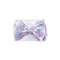 Elastic baby headband with tropical floral print and a large matching bow decoration - Tropical Jungle Floral (KK14-04#)