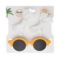 Détails de l'ensemble accessoires fille avec nœuds en dentelle blanche et lunettes de soleil - Style Patchwork Jaune Vif Et Blanc (DP119-5)