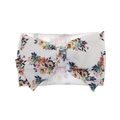 White waffle fabric baby headband with large vintage floral print bow accessory - Vintage Waffle Floral (KK14-11#)