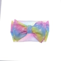 Rainbow gradient textured baby headband featuring a large 3D bow and soft elastic fabric - Dreamy Starry Gradient (KK14-06#)