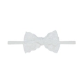 Détail du bandeau blanc en dentelle pour bébé avec broderie florale et nœud élégant - Style Dentelle Fleurie Délicate (EE130-5)
