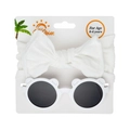Fascia bianca con fiocco e occhiali a forma di orso su cartoncino per bambini 0-4 anni - Bianco