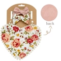 Detail of floral baby bib and bow headbands showing high-quality back fabric texture - Vintage Botanical Style (DP132-4)