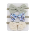 Set di fasce per neonati con fiocchi verdi, floreali e bianco sporco in nylon - Stile Verde Chiaro Floreale E Bianco Crema (DP114-3)