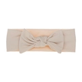 Soft ribbed baby headband in nude beige with large bow detail for newborns - Khaki