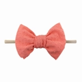 Coral pink jacquard dot bow nylon headband for babies with high elasticity and soft texture - Watermelon red