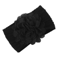 Fascia elastica nera per neonati con un grande fiore in chiffon stratificato decorativo - Nero