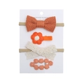 Set di 4 accessori per capelli bimba con fiocchi arancioni e margherite su cartoncino - Stile Arancione (DP110-2)