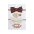 Set de 4 accessoires cheveux bébé avec bandeaux à nœud et pinces à fleurs sur carte blanche - Style Café (DP110-3)