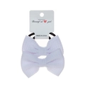 Two-piece set of white bubble fabric bow hair ties on a card for babies and girls - 2-Piece Set / White