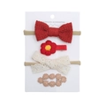 Set di 4 accessori per capelli bimbo con fascia a fiocco rosso e clip floreali - Stile Rosso (DP110-4)
