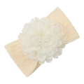 Fascia per neonati a coste giallo pallido con un grande fiore in chiffon bianco a strati - Beige