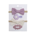 Set da 4 pezzi fatti a mano con fiori e fiocchi viola in cotone per bambine - Stile Viola (DP110-5)