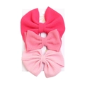 Three-piece set of pink gradient polyester bow hair clips for infants and girls - Pink Gradient Collection (DP078-2)