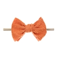 Soft orange jacquard dot bow headband with flexible nylon strap for babies and toddlers - Orange