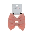 Pink textured bubble fabric bow hair ties set for babies on white card display - 2-Piece Set / Pale Green