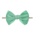 Mint green jacquard dot bow nylon headband for baby girl soft elastic hair accessory - Mint