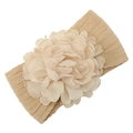 Fascia neonato beige a trecce con grande fiore in chiffon per bambine - Kaki