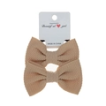 Two-pack light orange bubble fabric bow headbands with nylon bands for baby girls - 2-Piece Set / Khaki