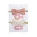 Lot de 4 accessoires faits main avec bandeaux en tricot rose et pinces à fleurs pour bébé - Style Rose (DP110-7)