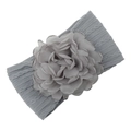 Fascia elastica grigia in maglia per neonati con grande fiore in chiffon e trecce - Grigio chiaro
