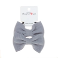 Set of two grey bubble fabric bow hair ties with elastic bands on white display card - 2-Piece Set / Light Gray