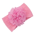 Fascia rosa per neonati con grande fiore in chiffon e trama in maglia a trecce - Rosa Medio