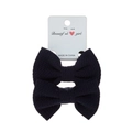 Two-piece set of black textured fabric bow hair ties on white retail card packaging - 2-Piece Set / Navy Blue