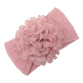 Fascia per neonati rosa con motivo a trecce e un grande fiore di chiffon a strati - Rosa coreano