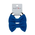 Two-pack of blue bubble textured fabric bow hair ties for toddlers on display card - 2-Piece Set / Sapphire Blue