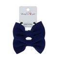 Set of two navy blue textured bubble fabric bow hair ties on a white display card - 2-Piece Set / Royal Blue
