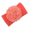 Fascia elastica neonata rosa corallo a treccia con grande fiore in chiffon a strati - Rosso anguria
