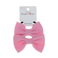 Two-pack pink textured fabric bow hair ties on white card for babies and toddlers - 2-Piece Set / Light Pink