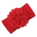 Fascia neonata rossa in maglia a trecce con un grande fiore in chiffon a strati - Rosso