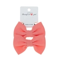 Set of two pink bubble fabric bow hair ties on display card for baby girls - 2-Piece Set / Watermelon red