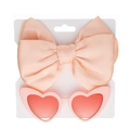 Set fascia con fiocco di raso rosa e occhiali da sole a cuore per neonati - Verde Pallido