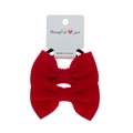 Two-piece set of red bubble fabric bow hair ties on white display card for kids - 2-Piece Set / Red