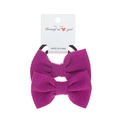 Two-pack of magenta bubble fabric bow hair ties on a display card for toddlers - 2-Piece Set / Purplish Red