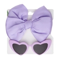Set fascia con fiocco in raso viola e occhiali da sole a cuore per bambini in viola - Viola chiaro