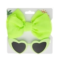 Ensemble bandeau à gros nœud vert néon et lunettes de soleil en forme de cœur assorties - Vert Herbe
