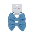 Set of two light blue bubble fabric bow hair ties for babies on a white card display - 2-Piece Set / Light Blue